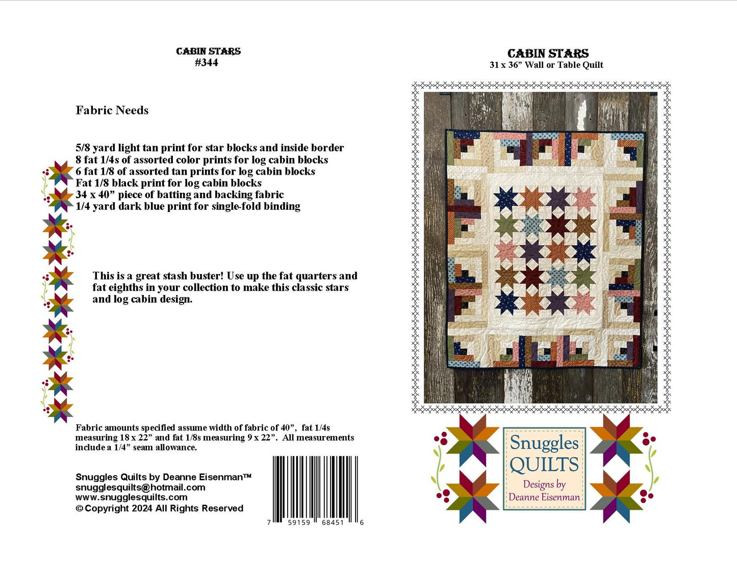 Cabin Stars Quilt Pattern