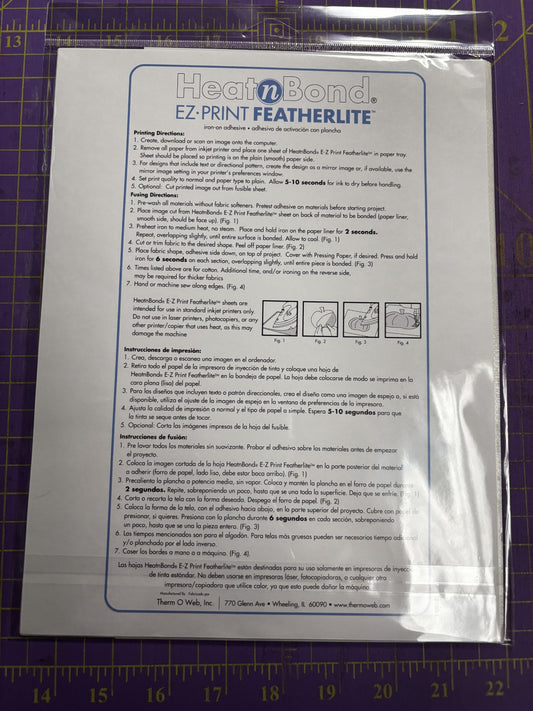 Heat n' Bond Featherlite - 8 1/2 x 11 Sheets