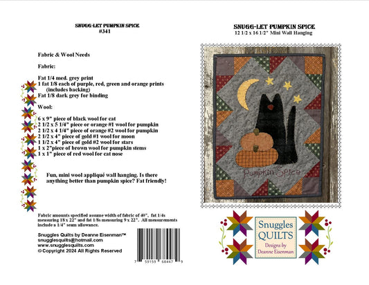 Snugg-let Pumpkin Spice - Mini Wool Applique Pattern