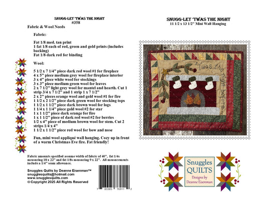 Snugg-let 'Twas the Night- Mini Wool Applique Pattern