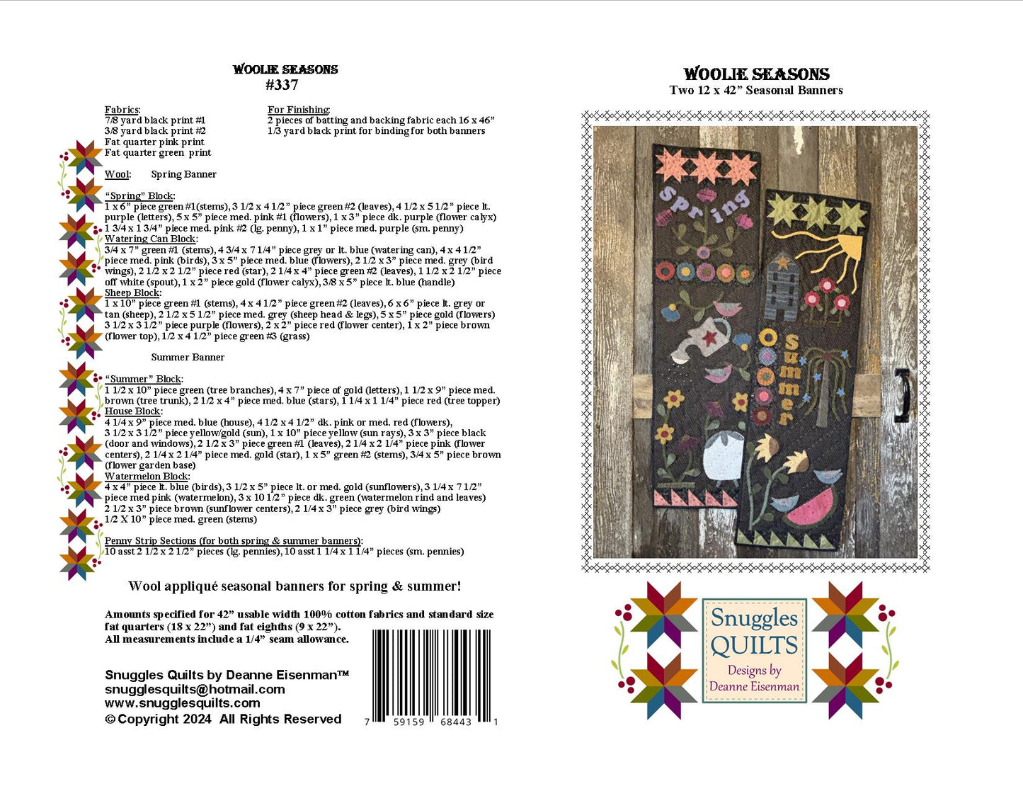 Woolie Seasons Wool Applique Quilt Pattern