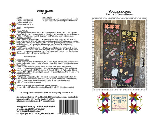 Woolie Seasons Wool Applique Pattern - PDF