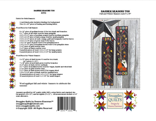 Banner Seasons Too Wool Applique Quilt Pattern - PDF