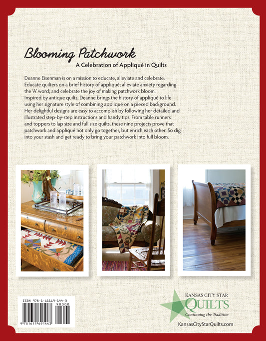 back cover of book with scrappy applique quilts and quilt history