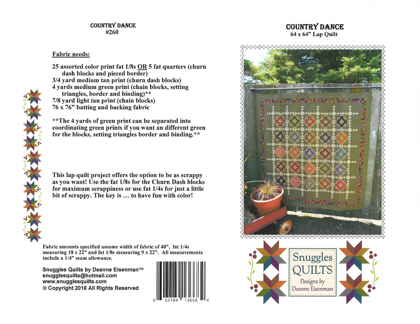 Country Dance Lap Quilt Pattern - PDF