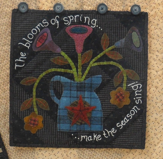 seasonal wool applique on fabric quilt pattern spring panel