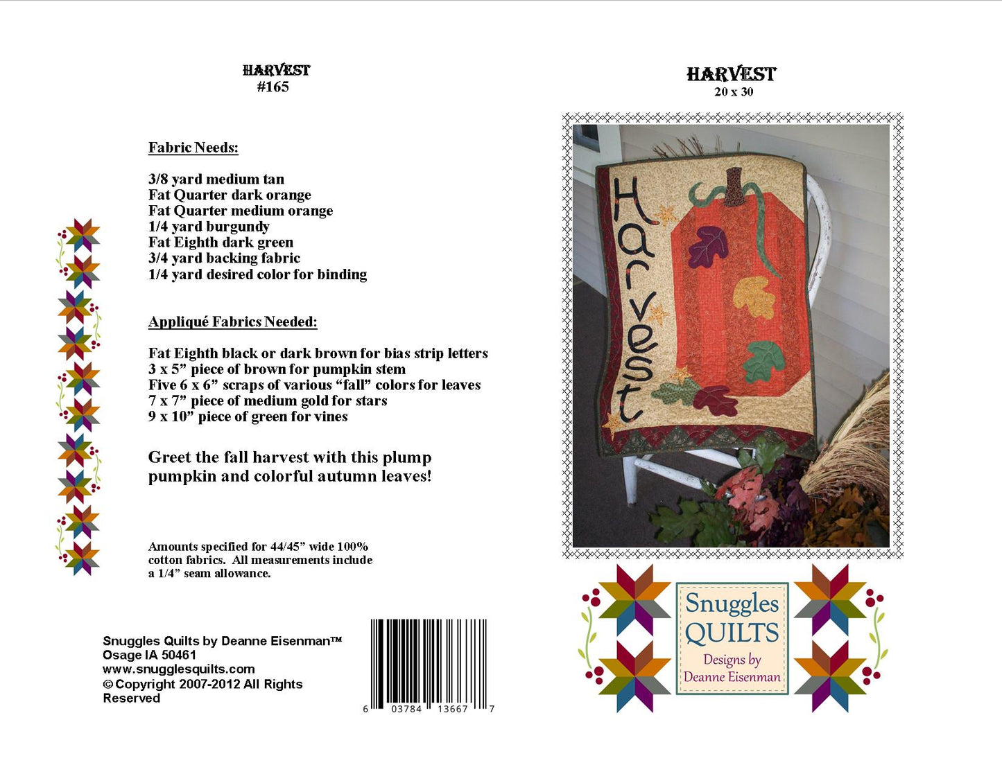 Harvest Quilt Pattern - PDF