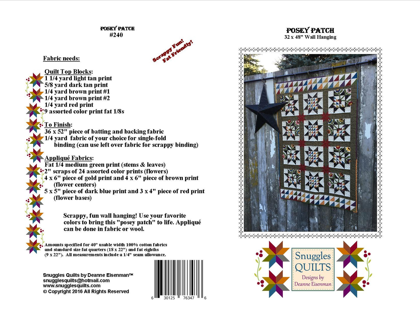 scrappy wall hanging quilt pattern with fabric applique