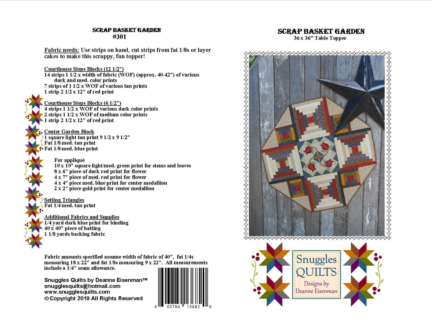 scrappy table topper quilt pattern with applique