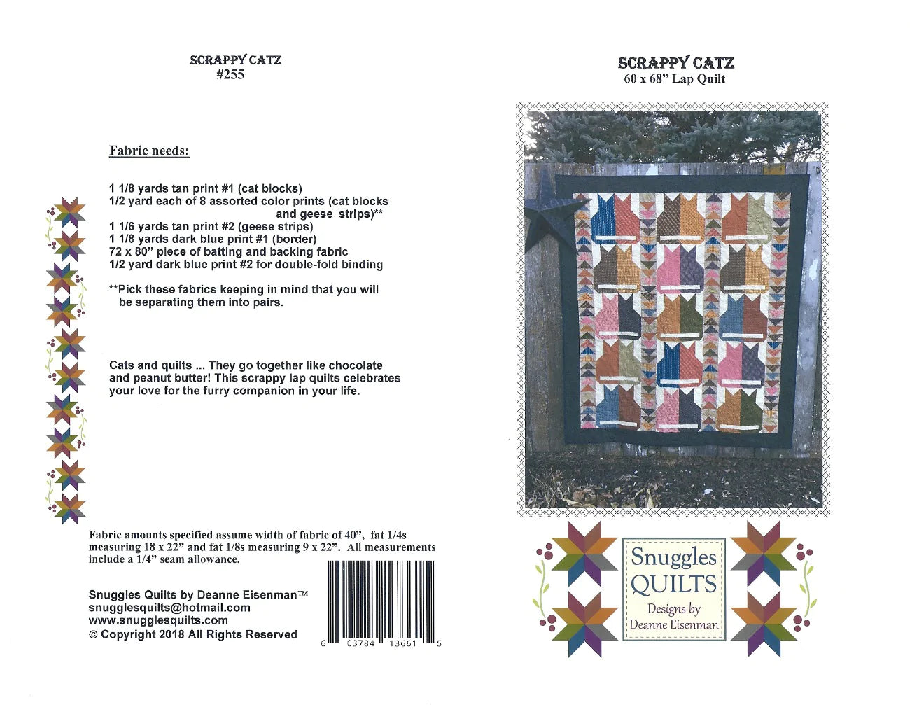 Scrappy lap quilt pattern designed by Deanne Eisenman for Snuggles Quilts
