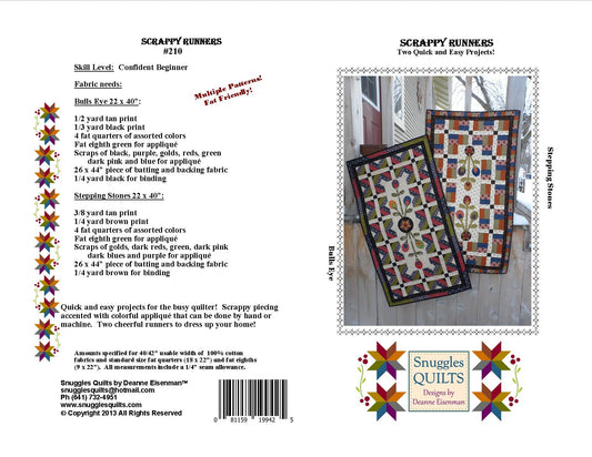 scrappy table runner quilt pattern with applique