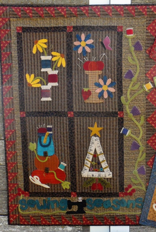 Wool applique on fabric quilt pattern