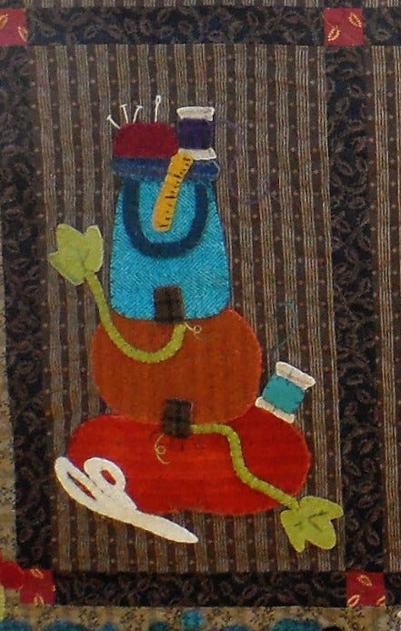 Wool applique on fabric quilt pattern