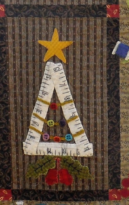 Wool applique on fabric quilt pattern
