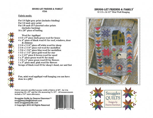 Wool applique on fabric mini wall hanging