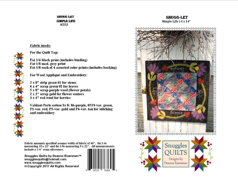 mini wool applique quilt pattern