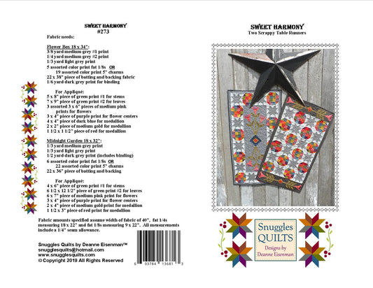Scrappy table runner quilt pattern with applique