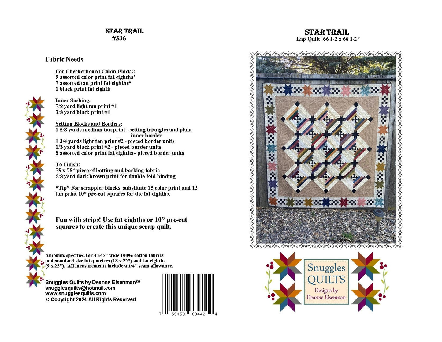 Star Trail Lap Quilt Pattern - PDF