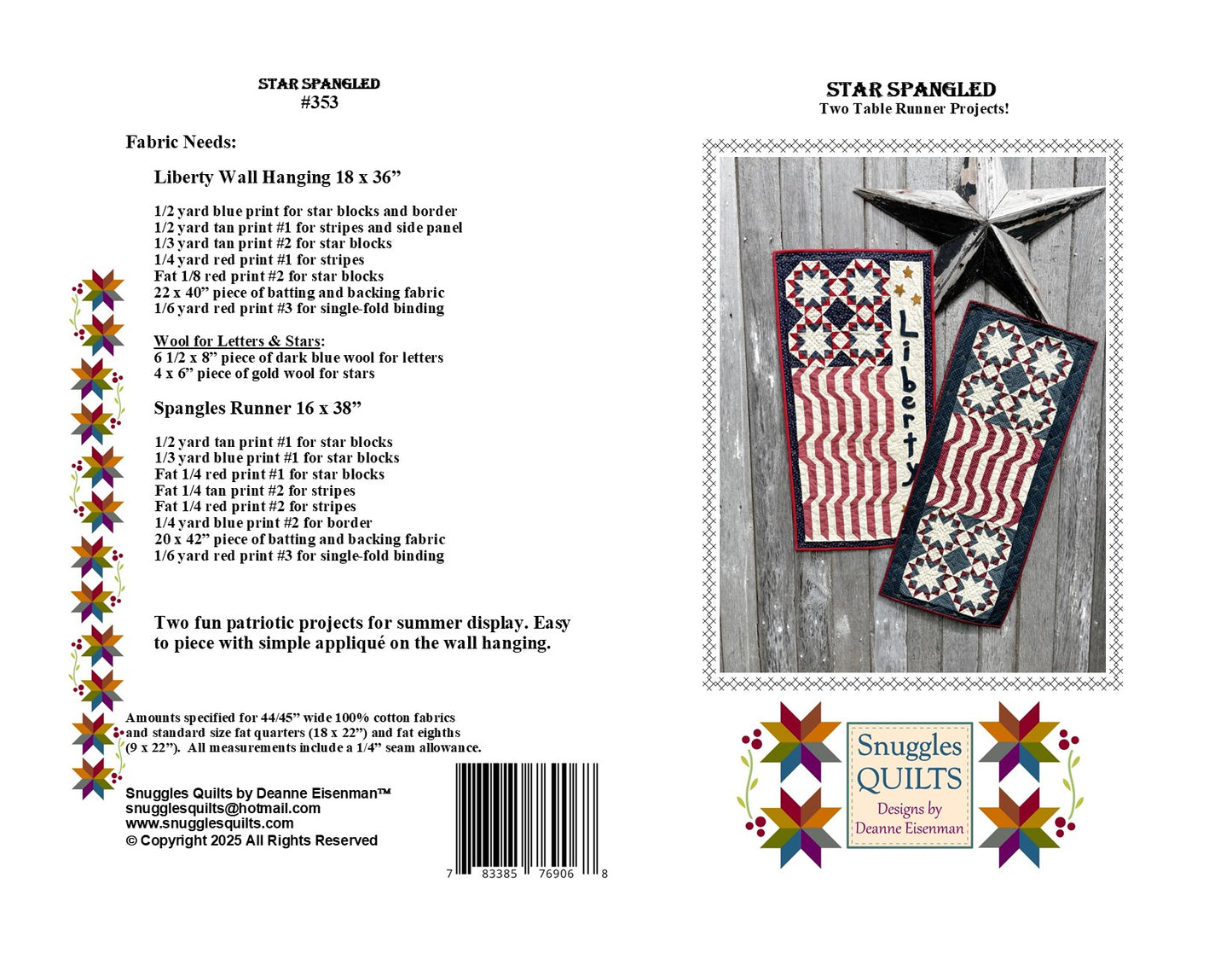 Star Spangled Quilt Pattern - PDF