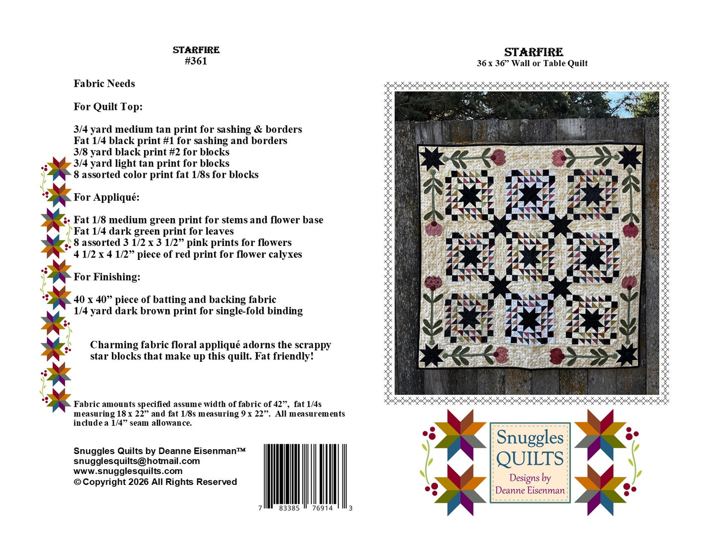 Starfire Quilt Pattern - PDF