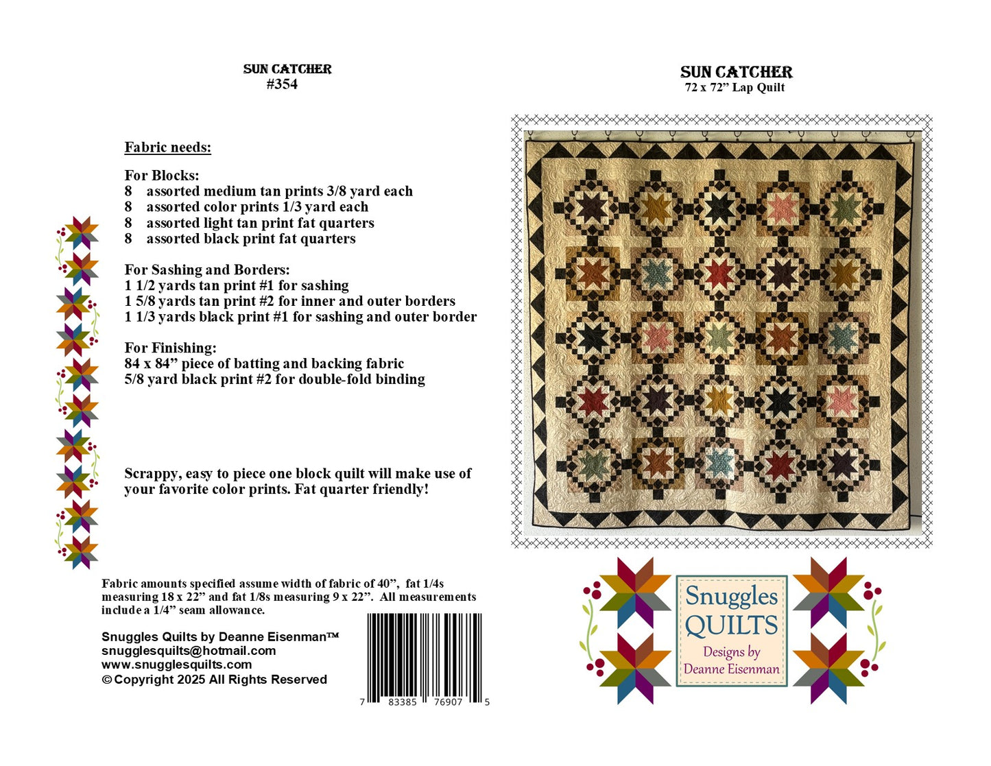 Sun Catcher Lap Quilt Pattern - PDF