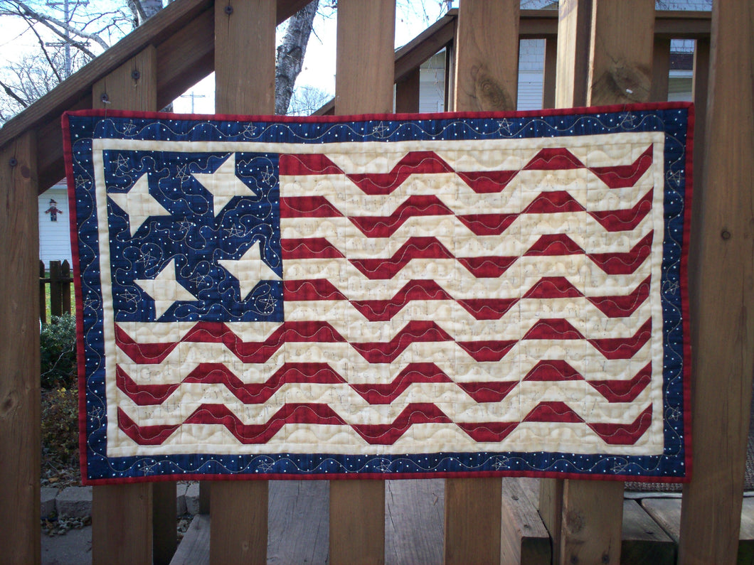 patriotic wall hanging easy to piece red white and blue