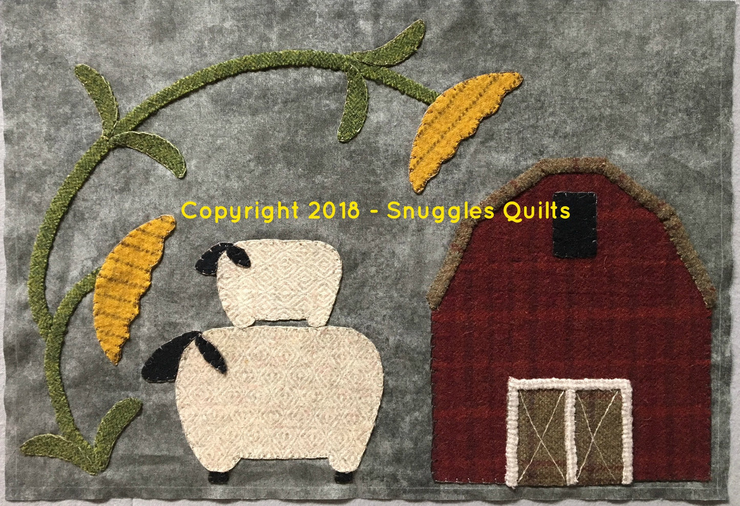 wool applique block of the month pattern for 2018 by Snuggles Quilts