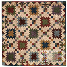 Load image into Gallery viewer, Prairie Sky Lap Quilt Pattern This beautiful lap quilt is designed using the new Simply Primitive collection from Batik Textiles. Yes, I said batiks!  These fabrics are designed to blend beautifully with primitive and 1800’s reproductions.  Quilt size: 66 x 66″.  