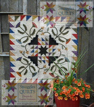 Load image into Gallery viewer, Scrappy quilt pattern for wall hanging or table topper with floral fabric applique