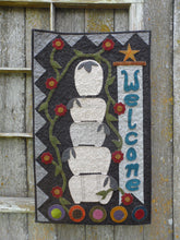 Load image into Gallery viewer, wool applique on fabric wall hanging welcome with sheep