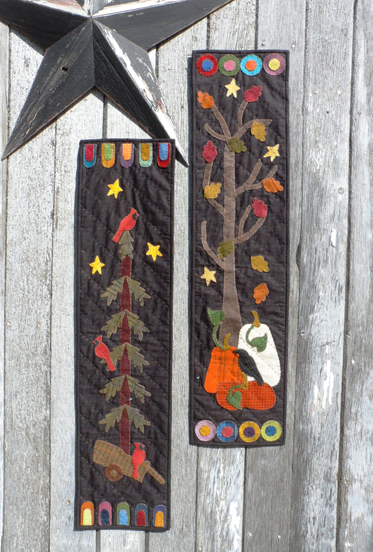 wool appliqué on fabric banners for fall and winter