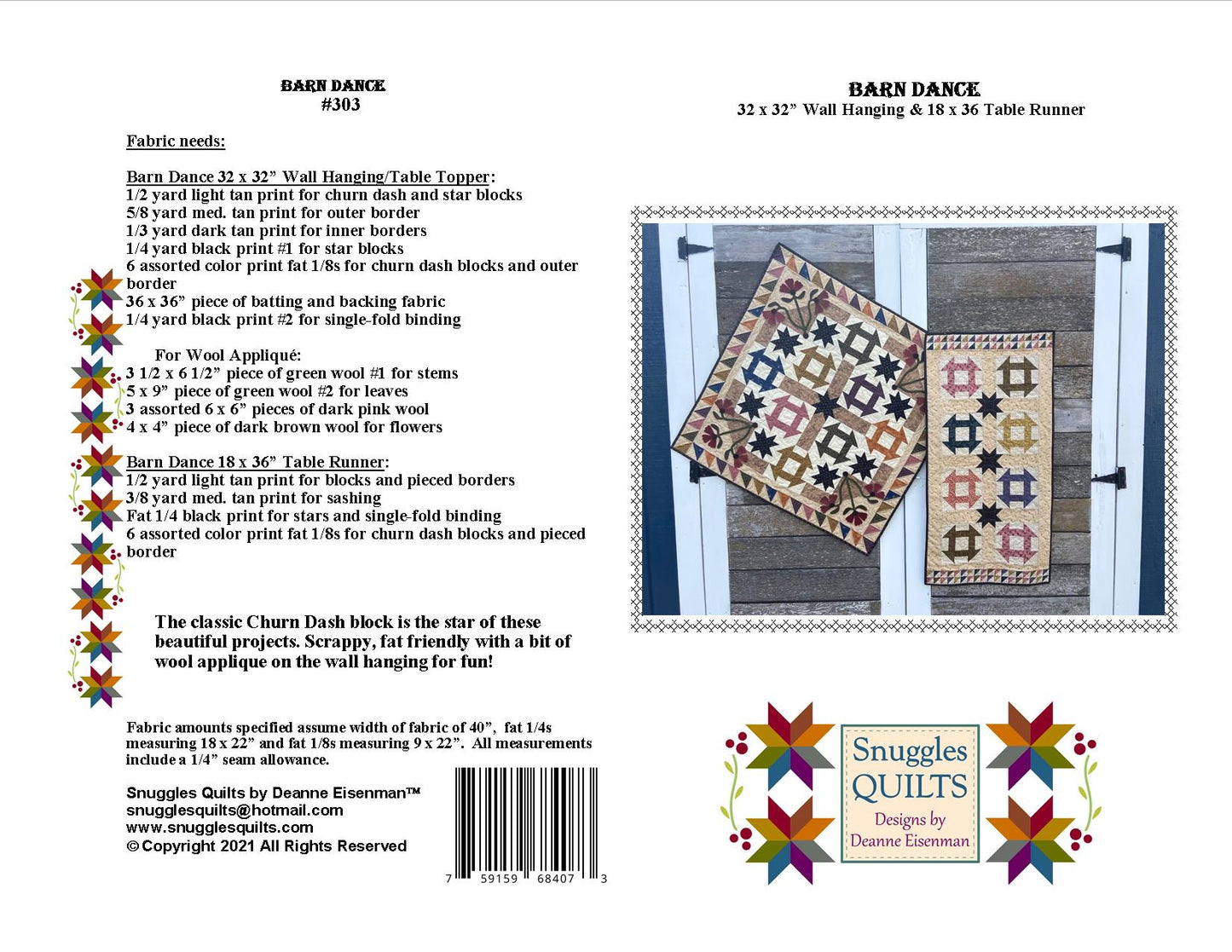 Barn Dance Quilt Pattern - PDF
