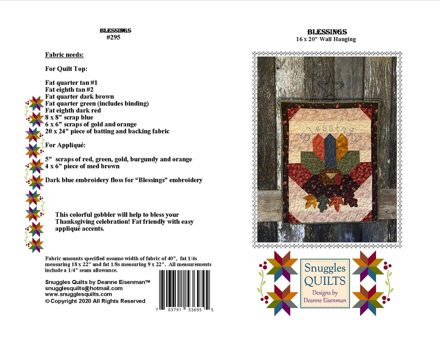 Blessings Applique Quilt Pattern - PDF