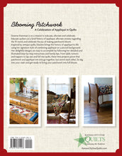 Load image into Gallery viewer, back cover of book with scrappy applique quilts and quilt history