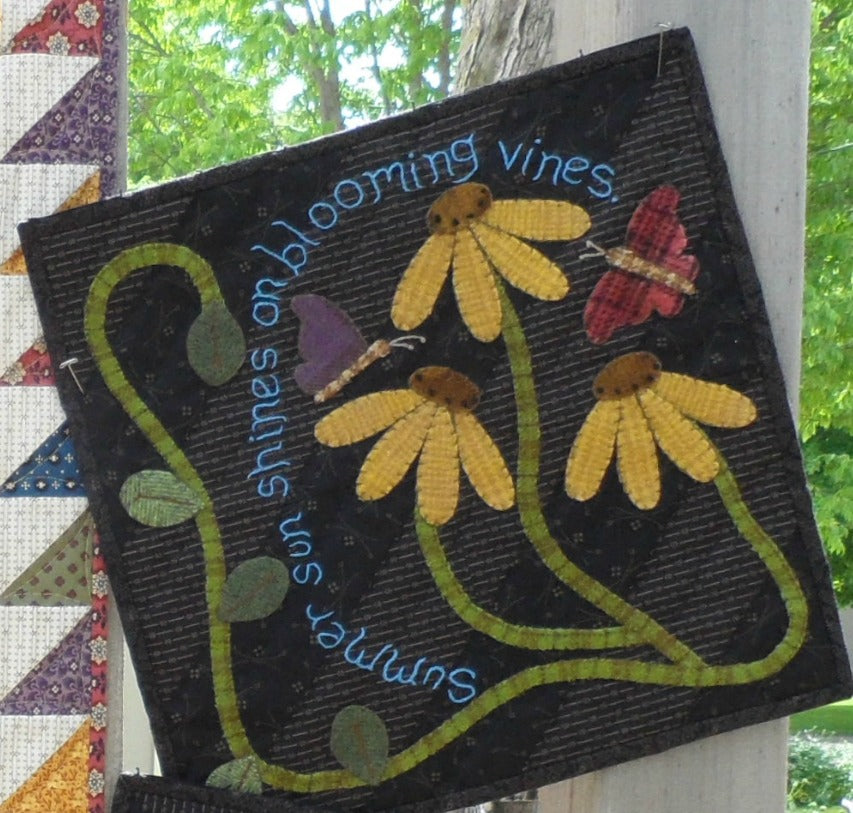 seasonal wool applique on fabric quilt pattern summer panel
