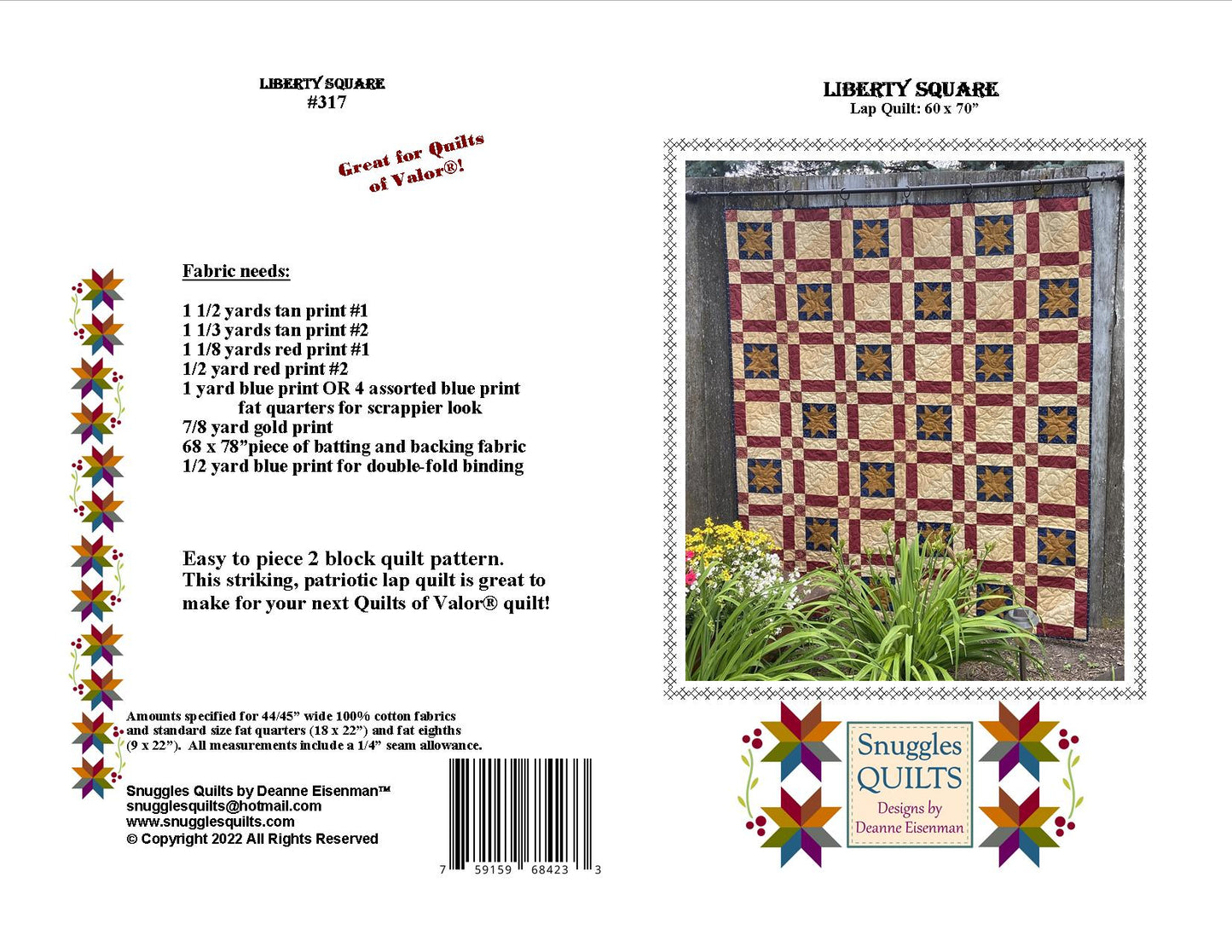 Liberty Square Lap Quilt Pattern - PDF