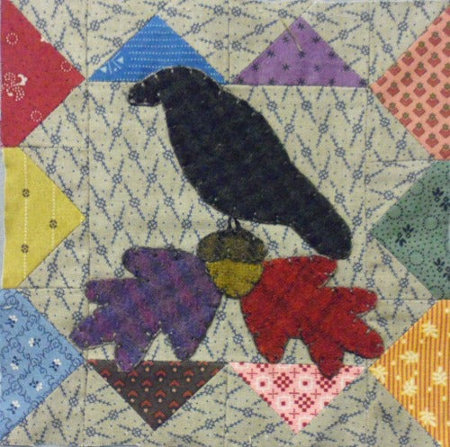 Block of the Month by Snuggles Quilts for 2016 Wool applique on fabric September block