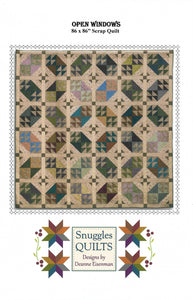 Open Windows Quilt Pattern scrappy, fat quarter friendly large lap quilt pattern