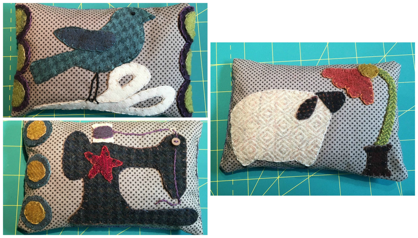 Wool applique pin cushion pattern