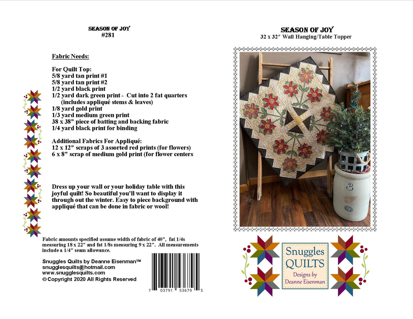 Season of Joy Quilt Pattern - PDF