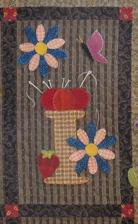 Wool applique on fabric quilt pattern