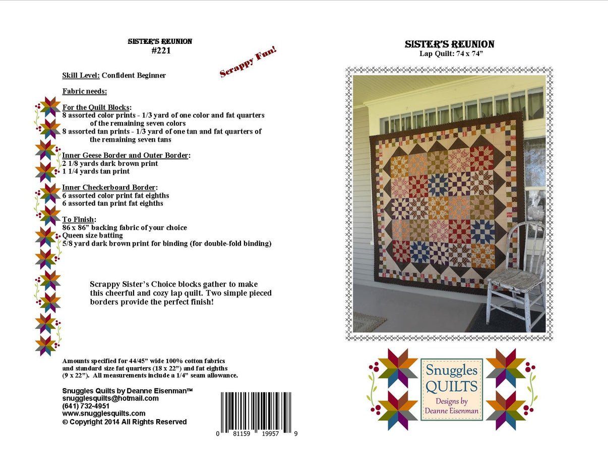 Sister's Reunion Lap Quilt Pattern – Snuggles Quilts
