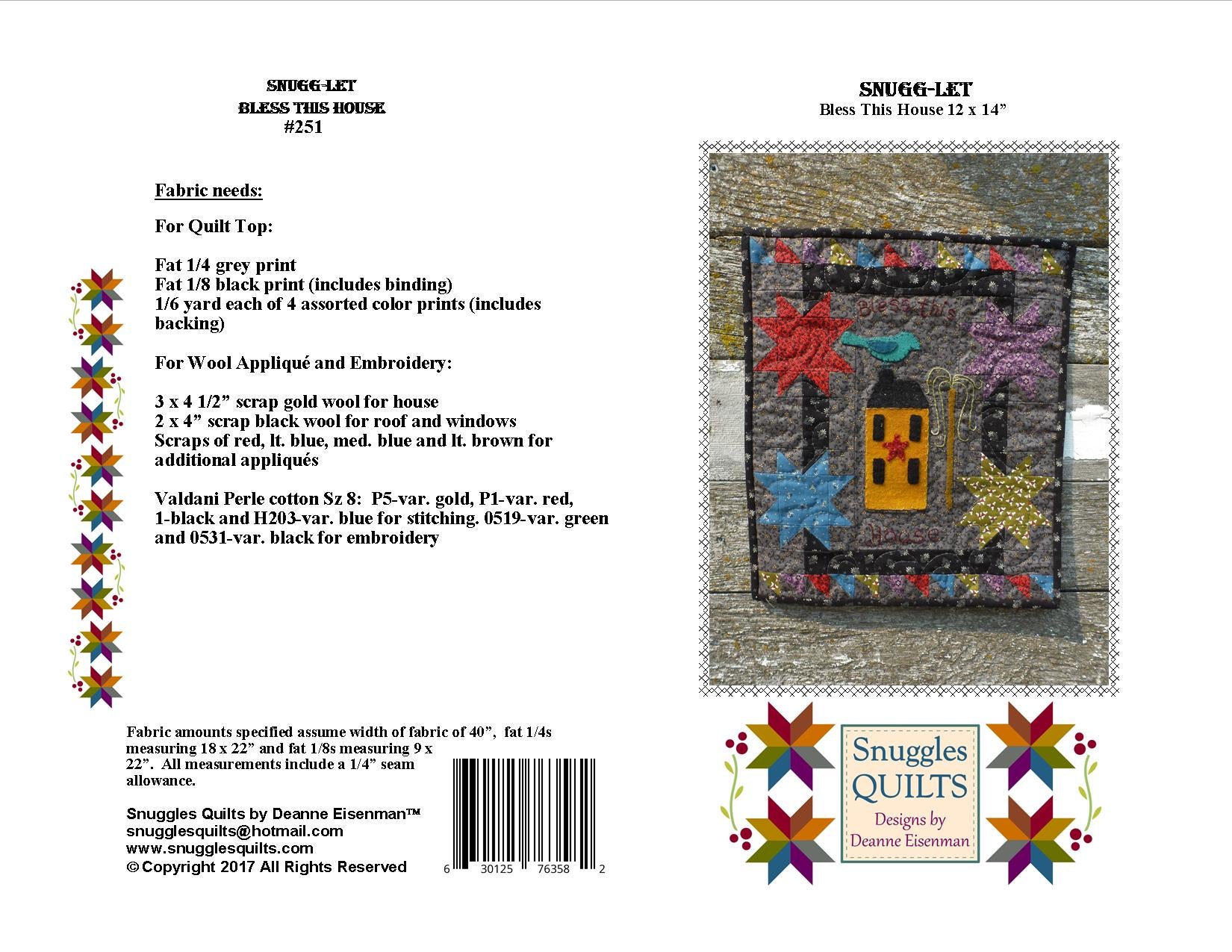 mini wool applique quilt pattern